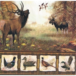 Serwetka -1610- jeleń, łoś, bażant, kaczki / wzór 4-krotny